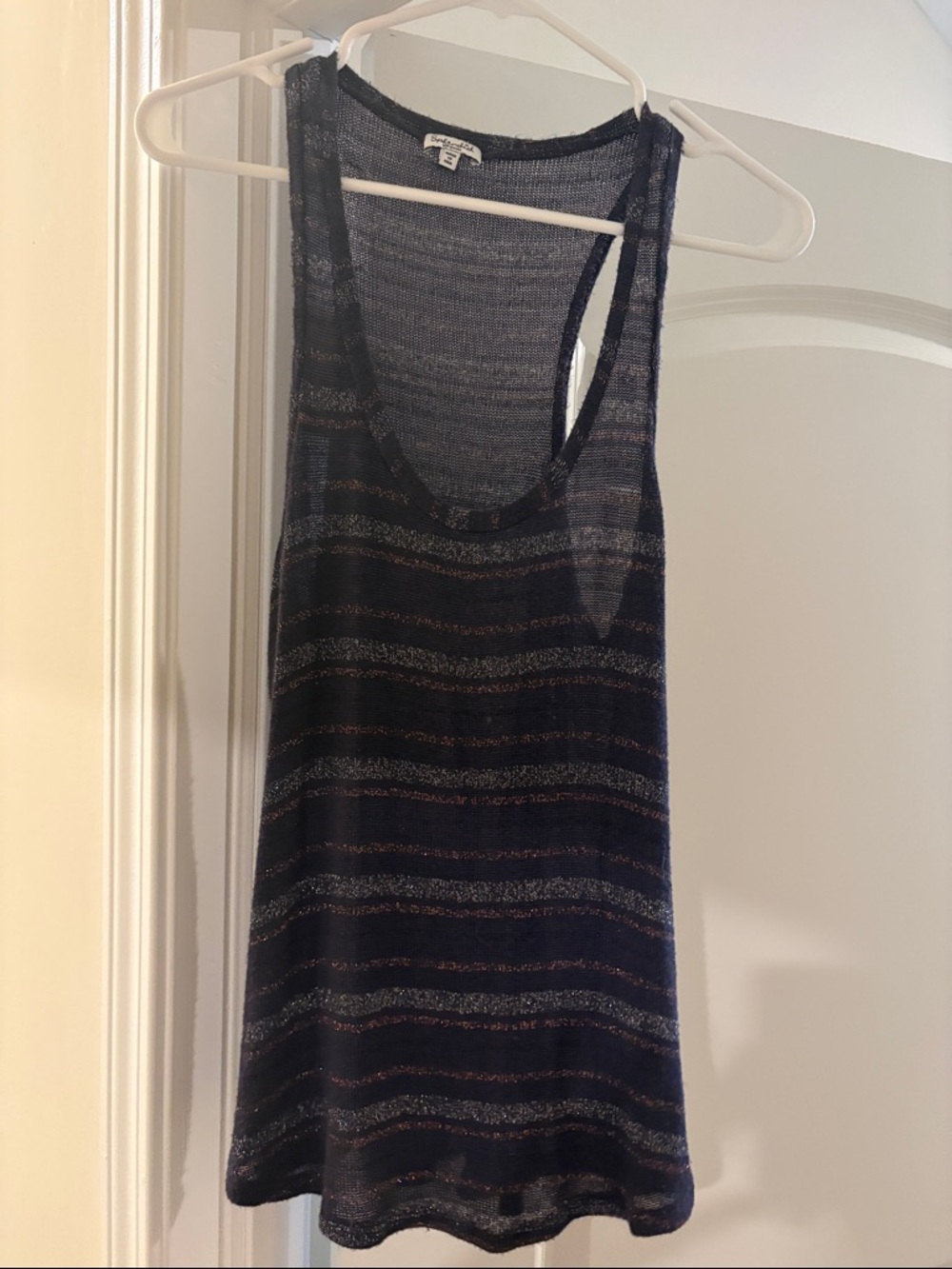 Splendid Metallic Purple Sheer Knit Tank
